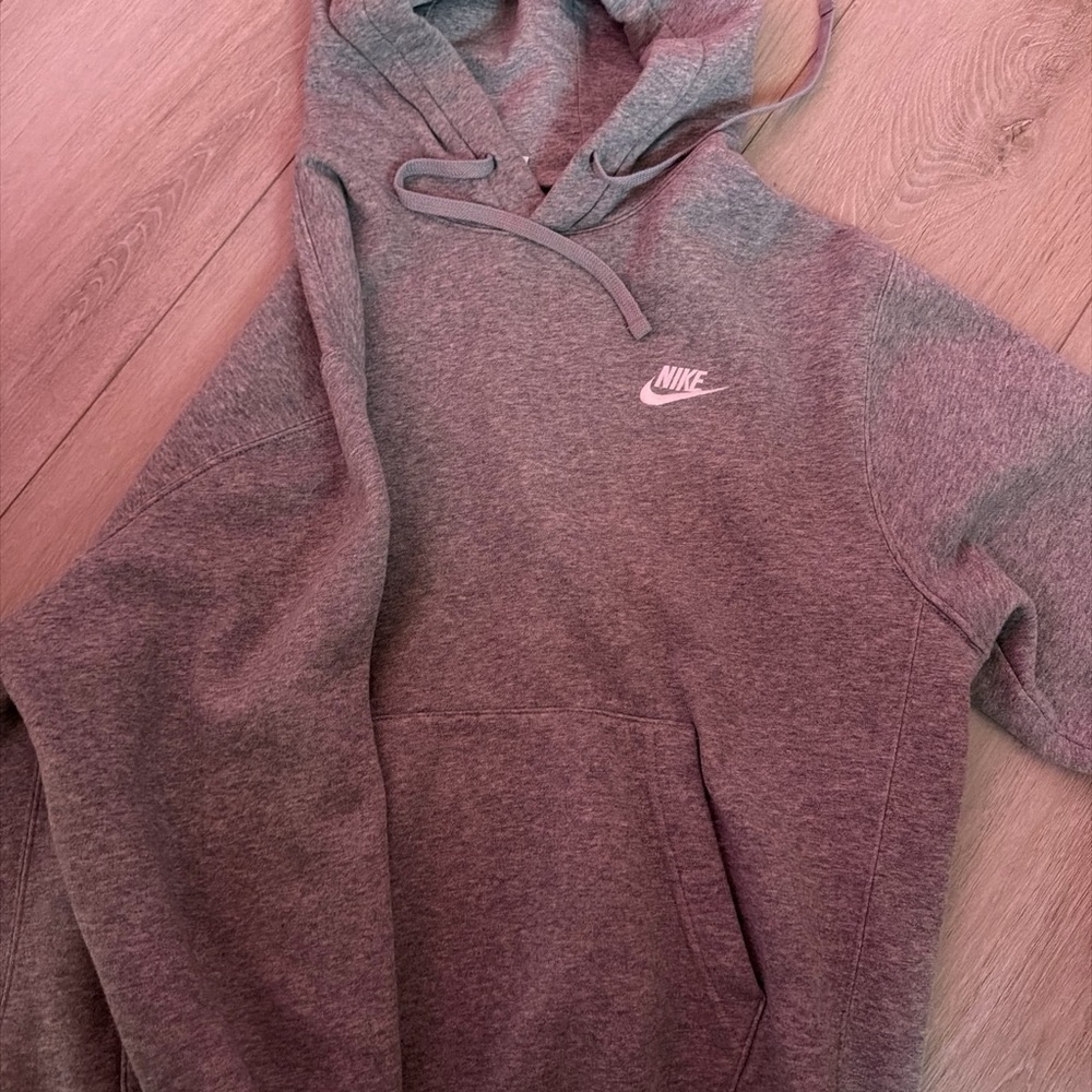 Nike Light Gray Hooded Pullover with Black Swoosh Tag